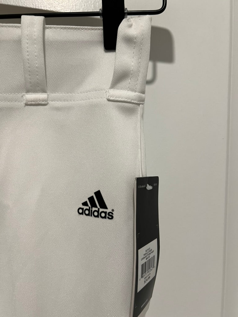 Seller #76 - Adidas Boys Triple Stripe Open Bottom Pant White Size Small Aeroready NWT $25