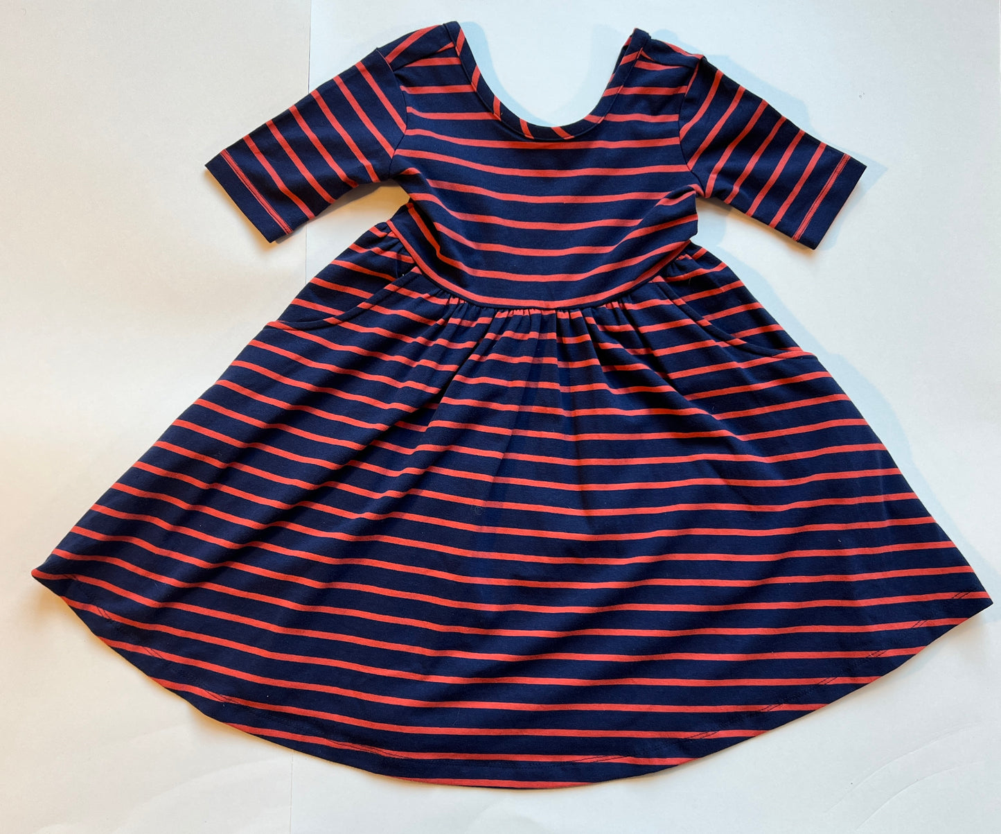 Girls 90 (3T) Hanna Navy and Red Stripe Twirl Dress with Pockets