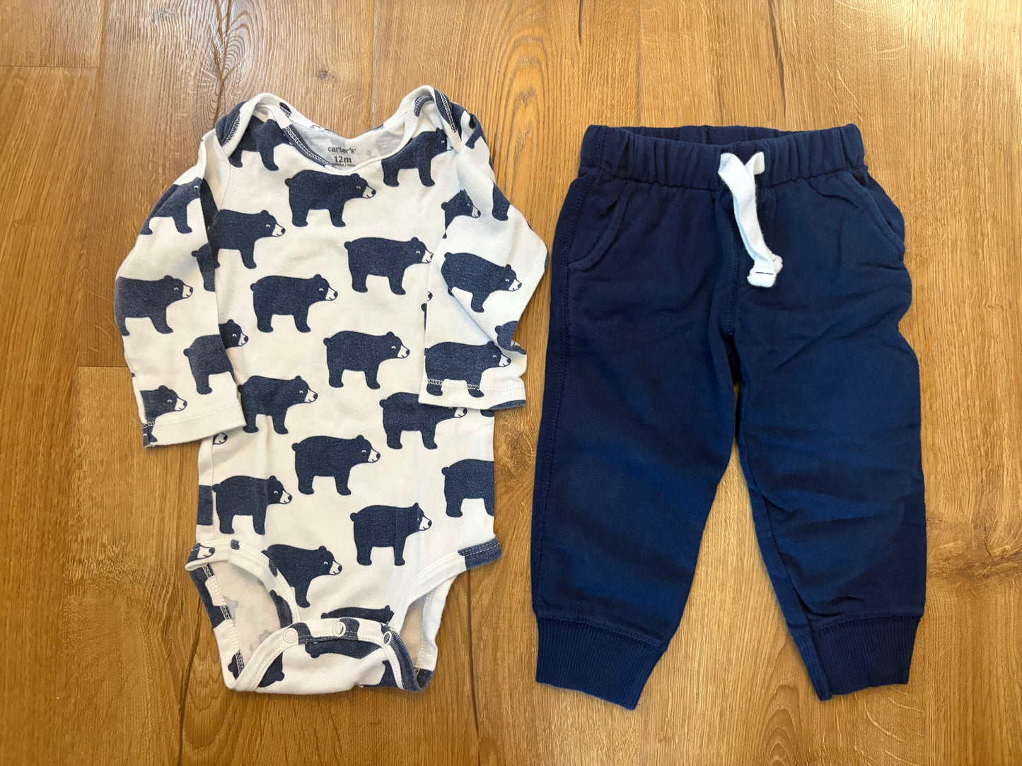 #6 - Carters - Boys Navy and Bears Outfit - 12 months