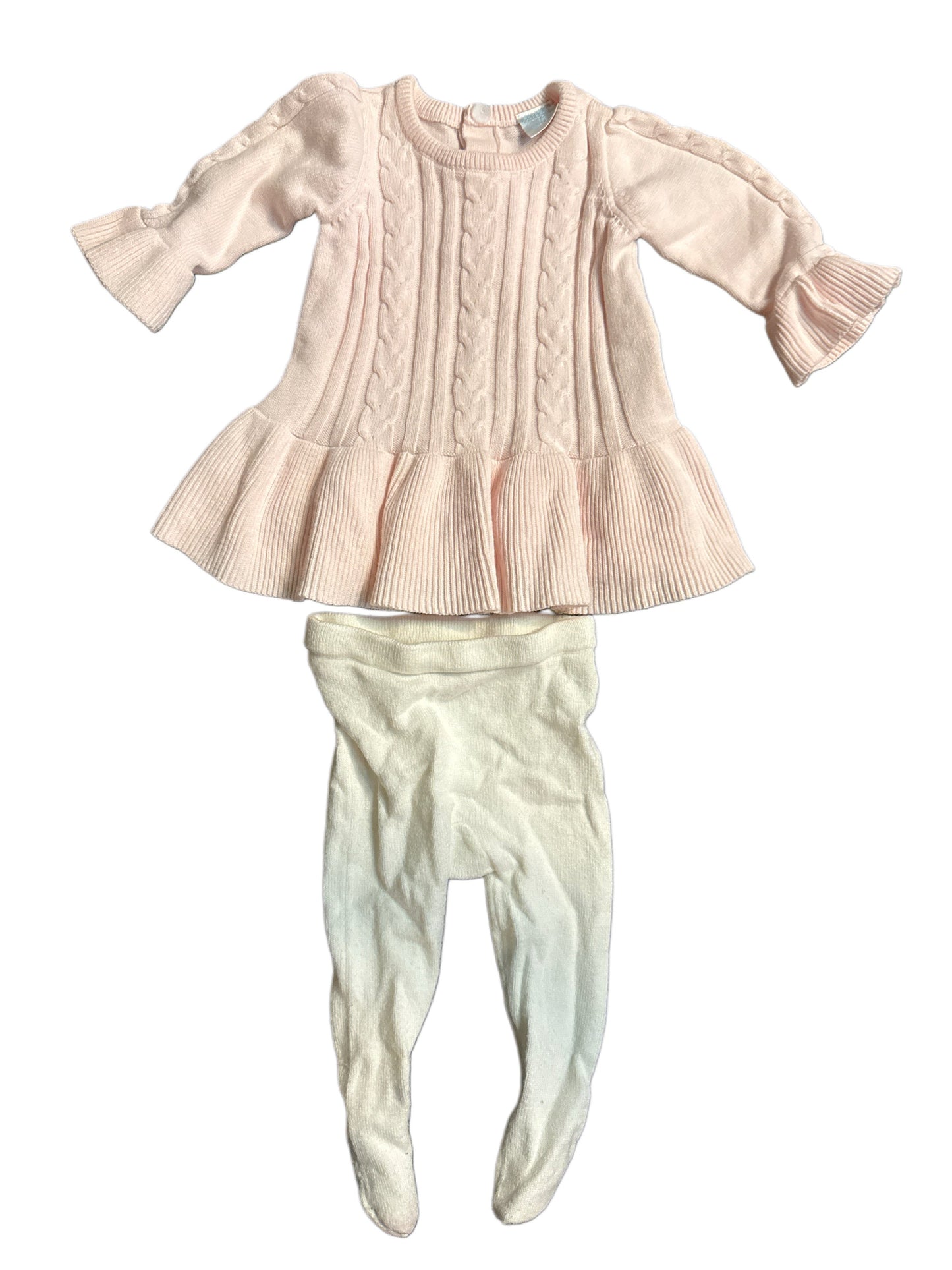 #28 REDUCED Edgehill Collection Baby Girl Sweater Dress and Knitted Tights Size 3M