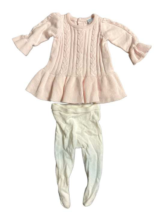 #28 REDUCED Edgehill Collection Baby Girl Sweater Dress and Knitted Tights Size 3M