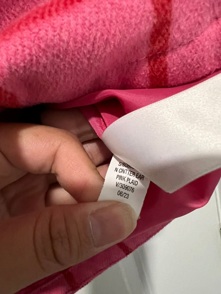 Seller #76 - Old Navy Plaid Button-Front Critter Hooded Coat Toddler - Size 3T - Pink Plaid