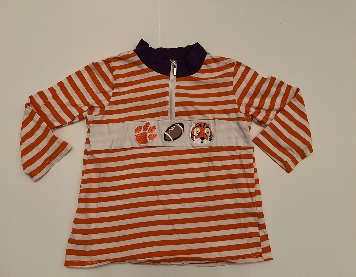 Boys Size 4 Buttered Biscuit Boutique Clemson Embroidered Quarter Zip PPU Anderson
