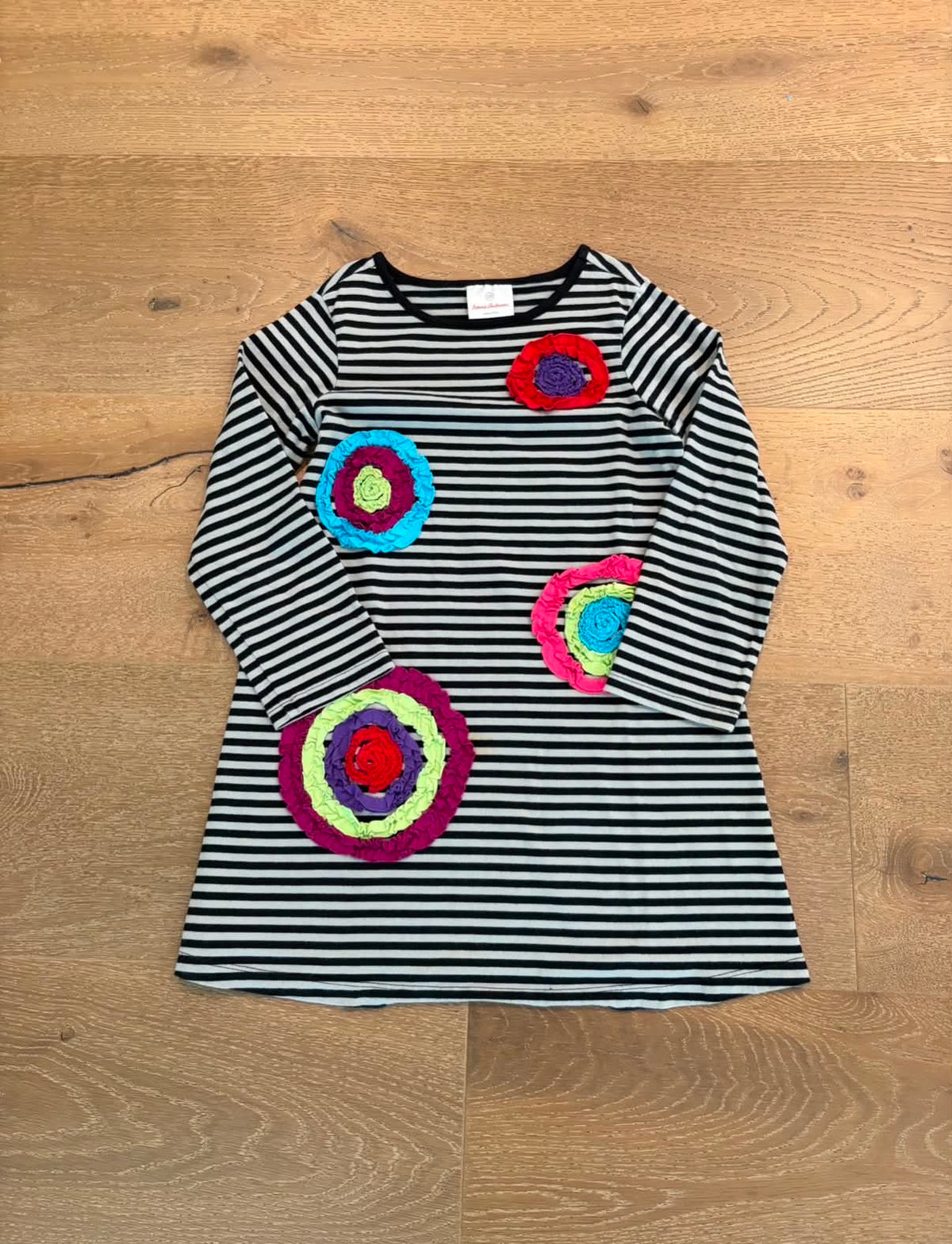Seller #193 NEVER WORN Hanna Andersson Girls Size 6/7 Striped and Circular Applique Dress