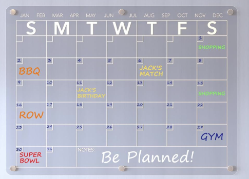 #18 Reduced! Clear dry erase magnetic calendar