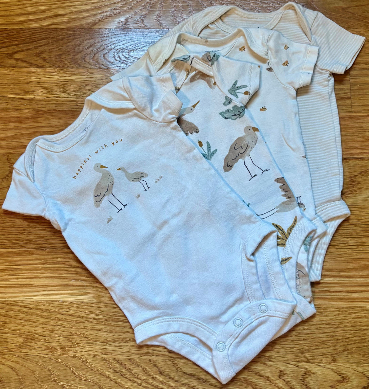 #69 Carter's Crane Onesies 3M