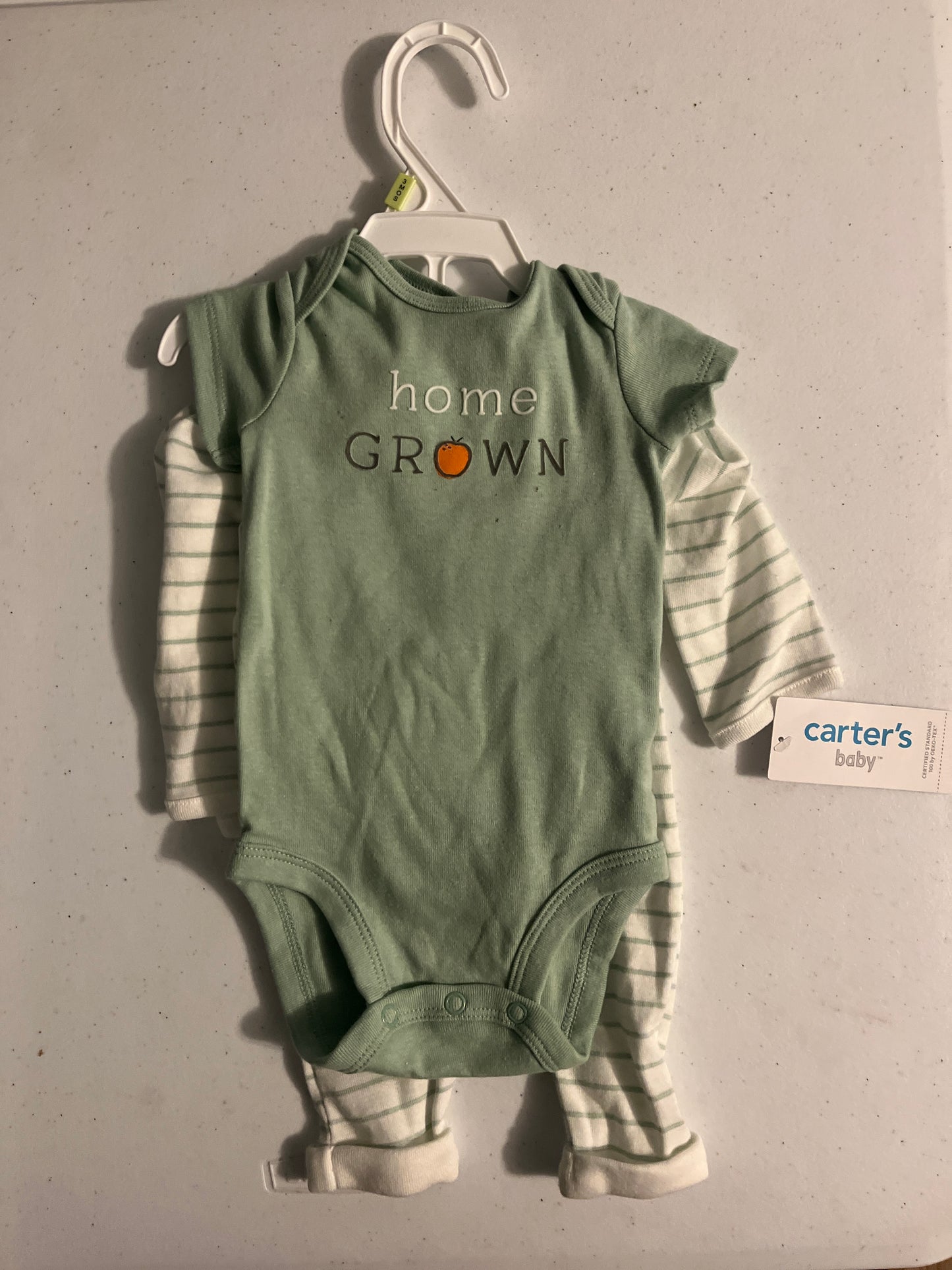 75A Carters 3m Home Grown Onesie and Pants Set NWT