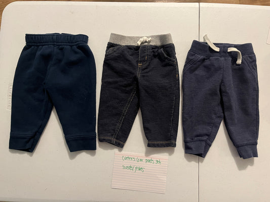 75A Carters 6m Pants Set of 3 Jeans/Sweats EUC