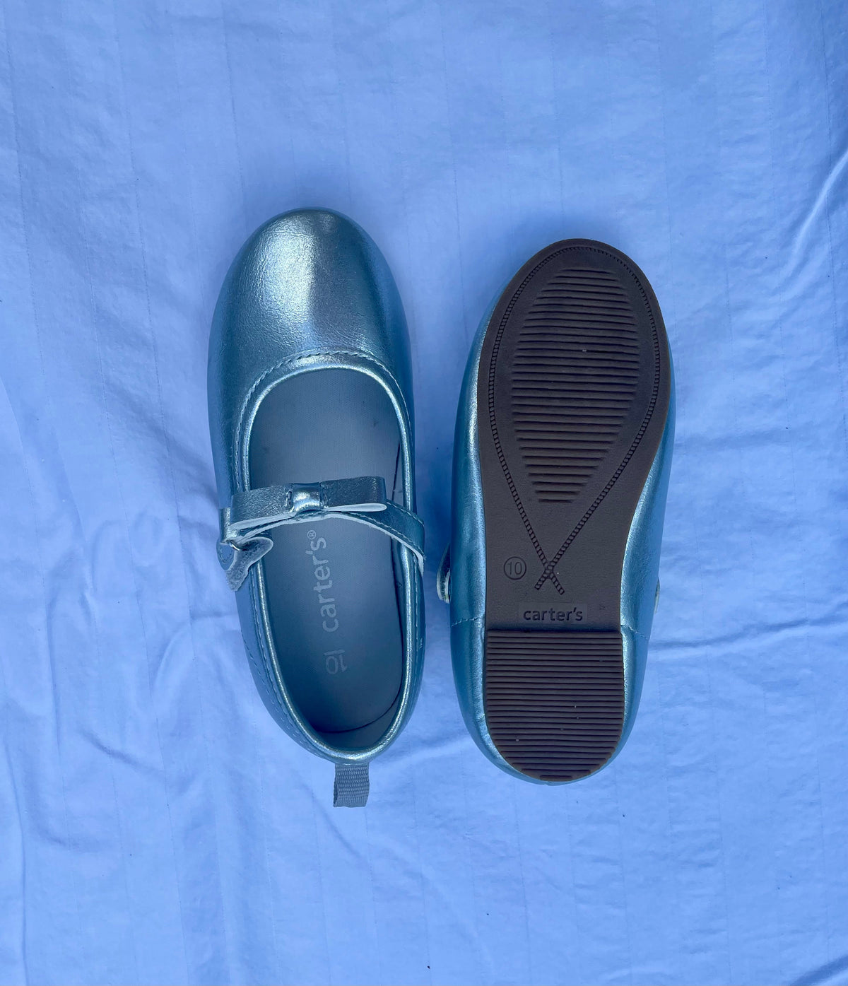 #32 Carter's Toddler Girl Silver Ballet Flats Size 10