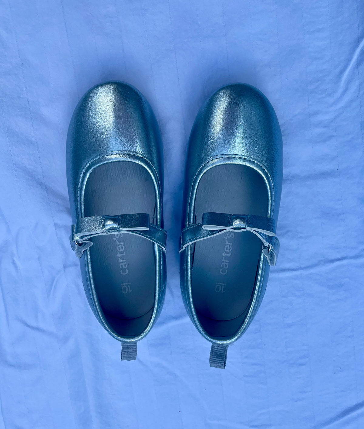 #32 Carter's Toddler Girl Silver Ballet Flats Size 10