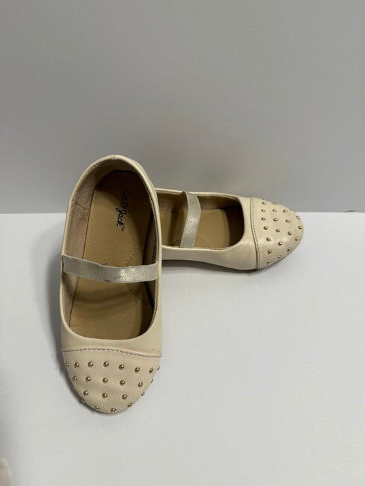 Seller 229- Cat and Jack size 8 cream flats with gold rhinestones