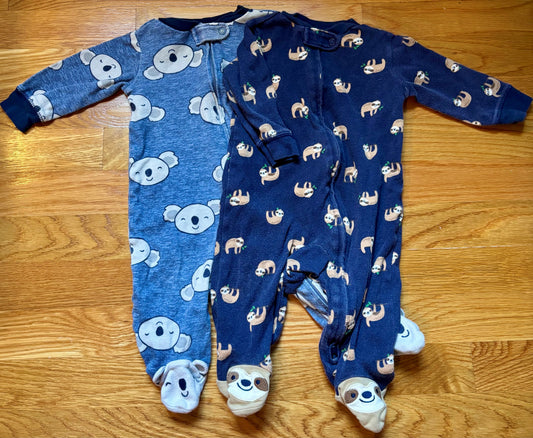 #69 Carter's Animal Print Sleepers 6M