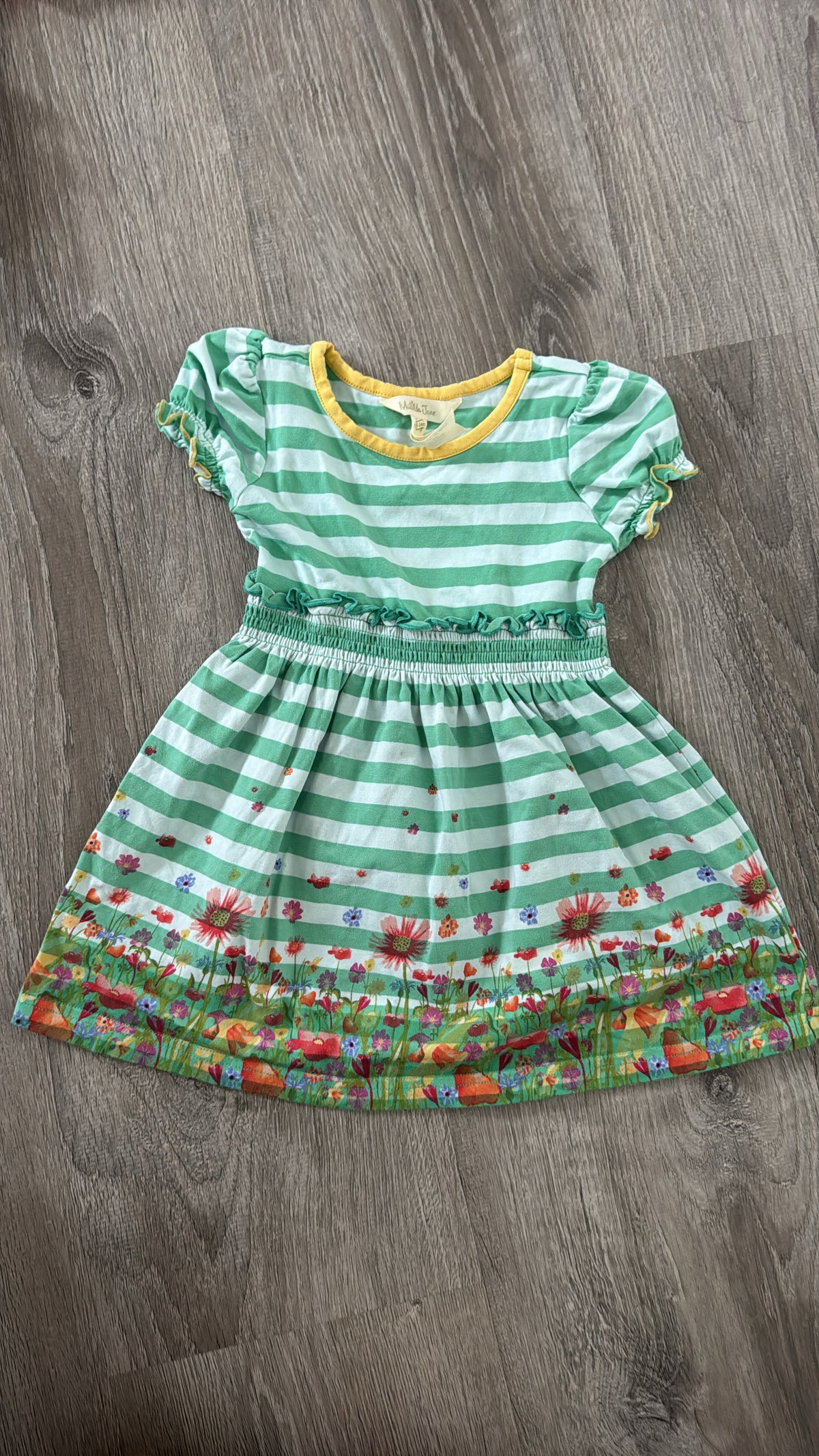 #149 girls 18-24m Matilda Jane flowers green striped dress