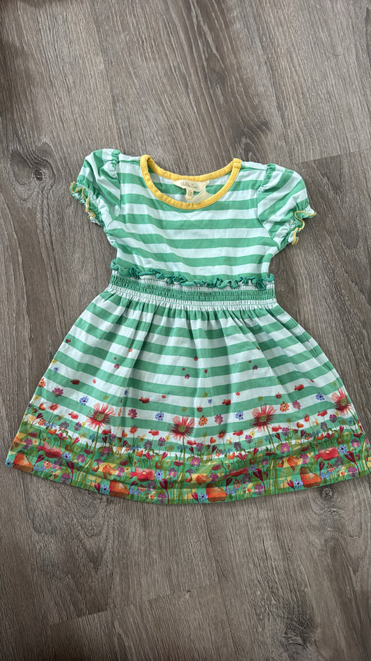 #149 girls 18-24m Matilda Jane flowers green striped dress