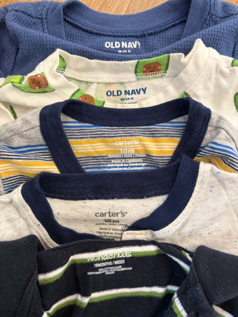 #6 - Assorted Brands - Boys Long Sleeved Shirts, set of 5 - 18 months