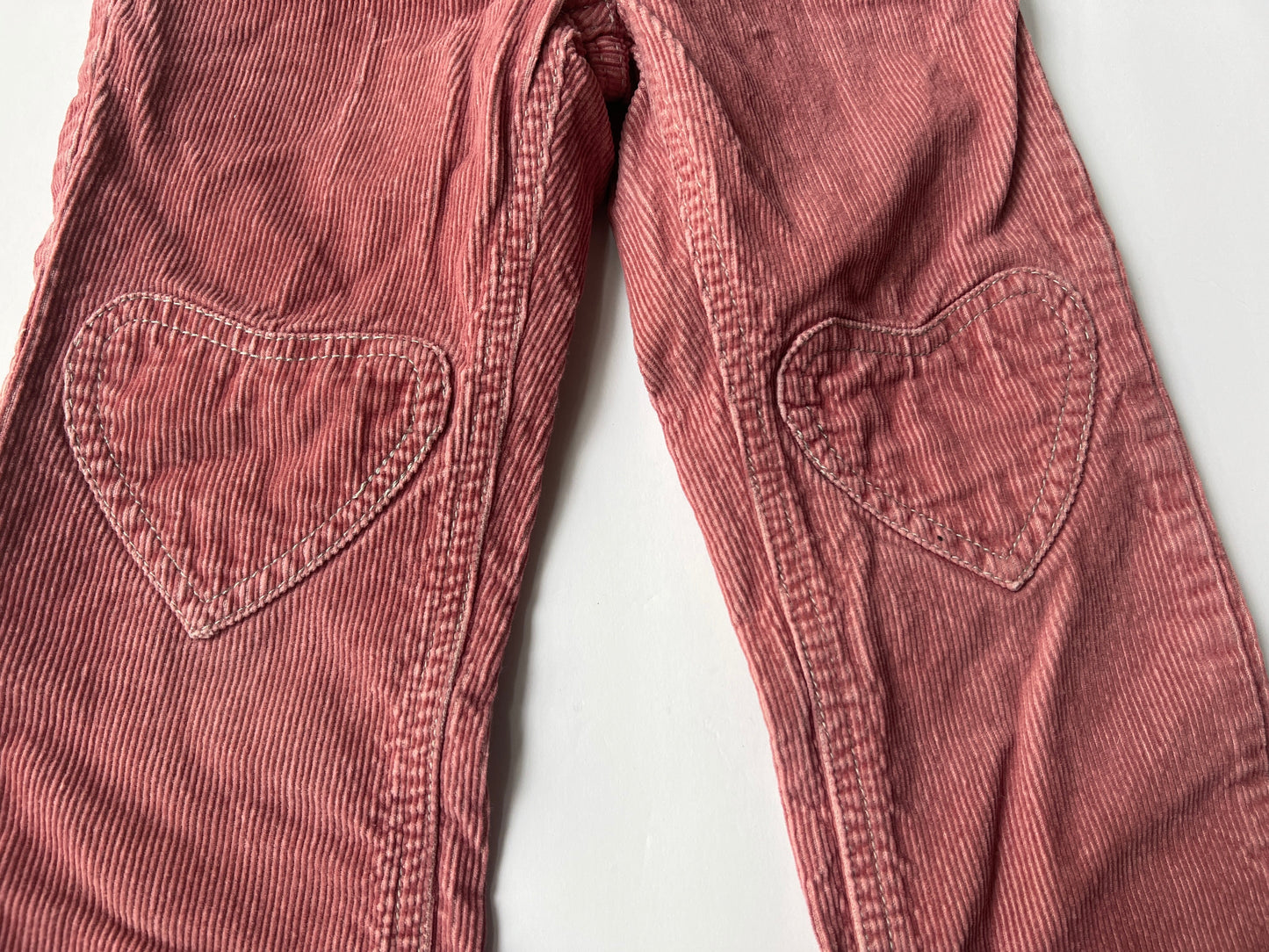 #180 Girls 4Y Mini Boden Pink Heart Pocket Corduroy Pants with Adjustable Waist
