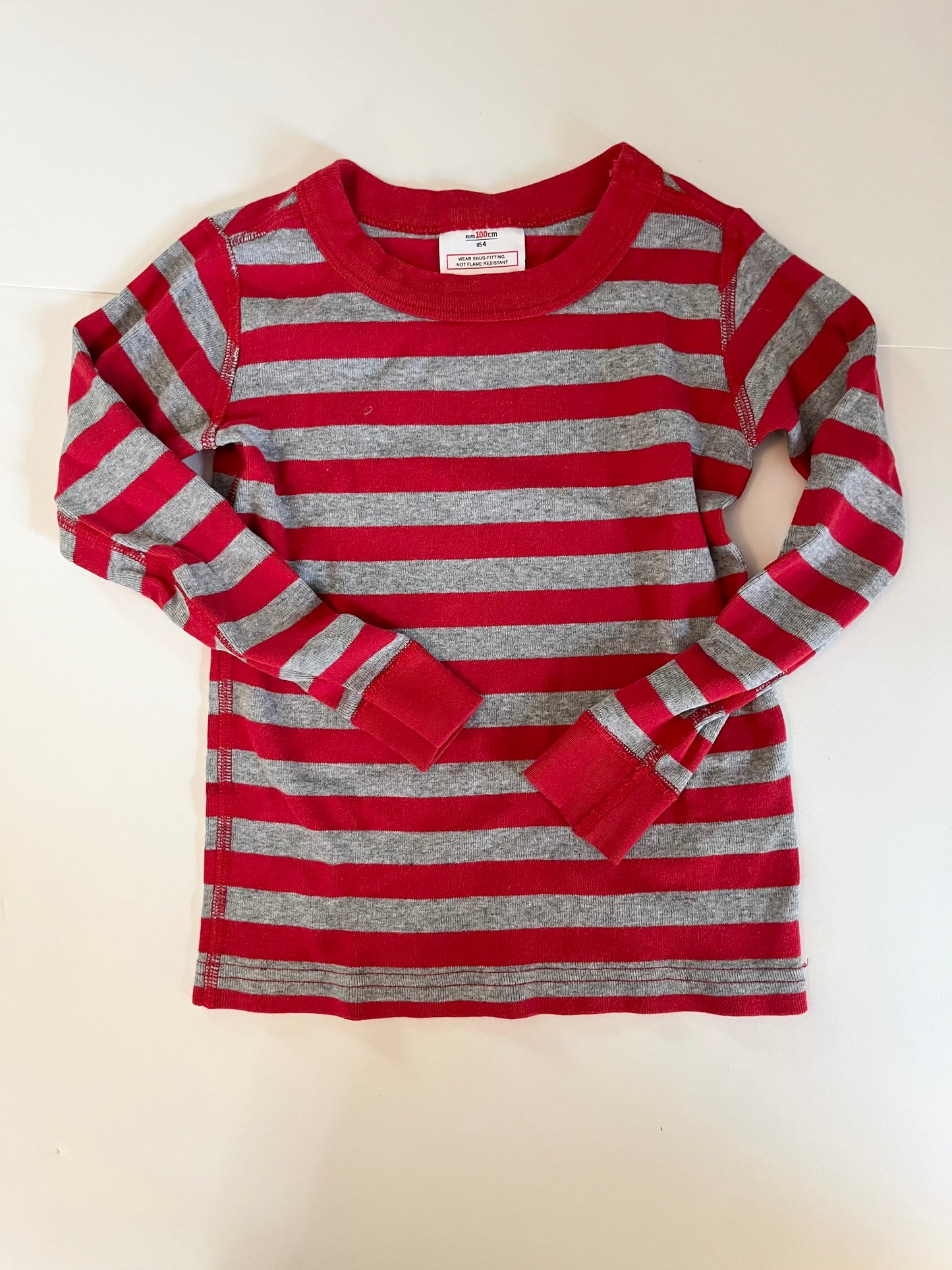4t 100 Hanna Andersson red gray striped pajama top