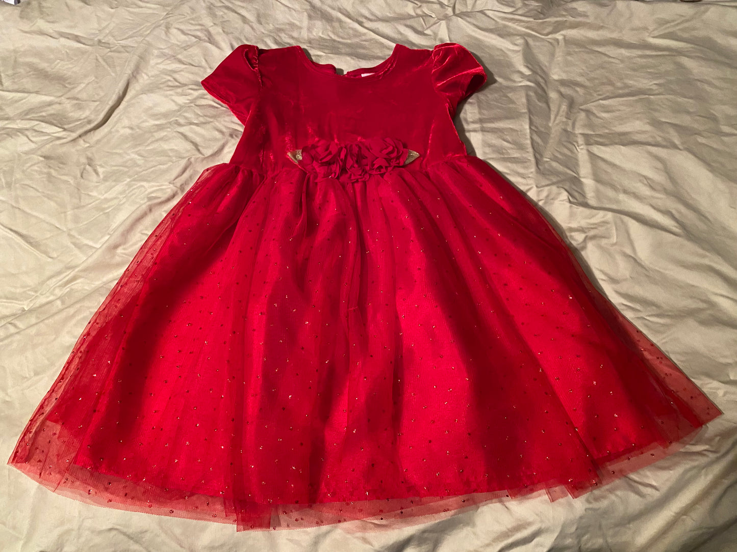 77A Girls George 5T Red Velvet Dress