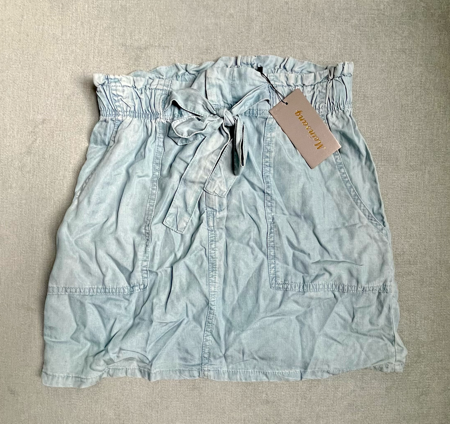 #22A Meinsang Chambray Skirt with Tie Women's Size M (fits more like S)