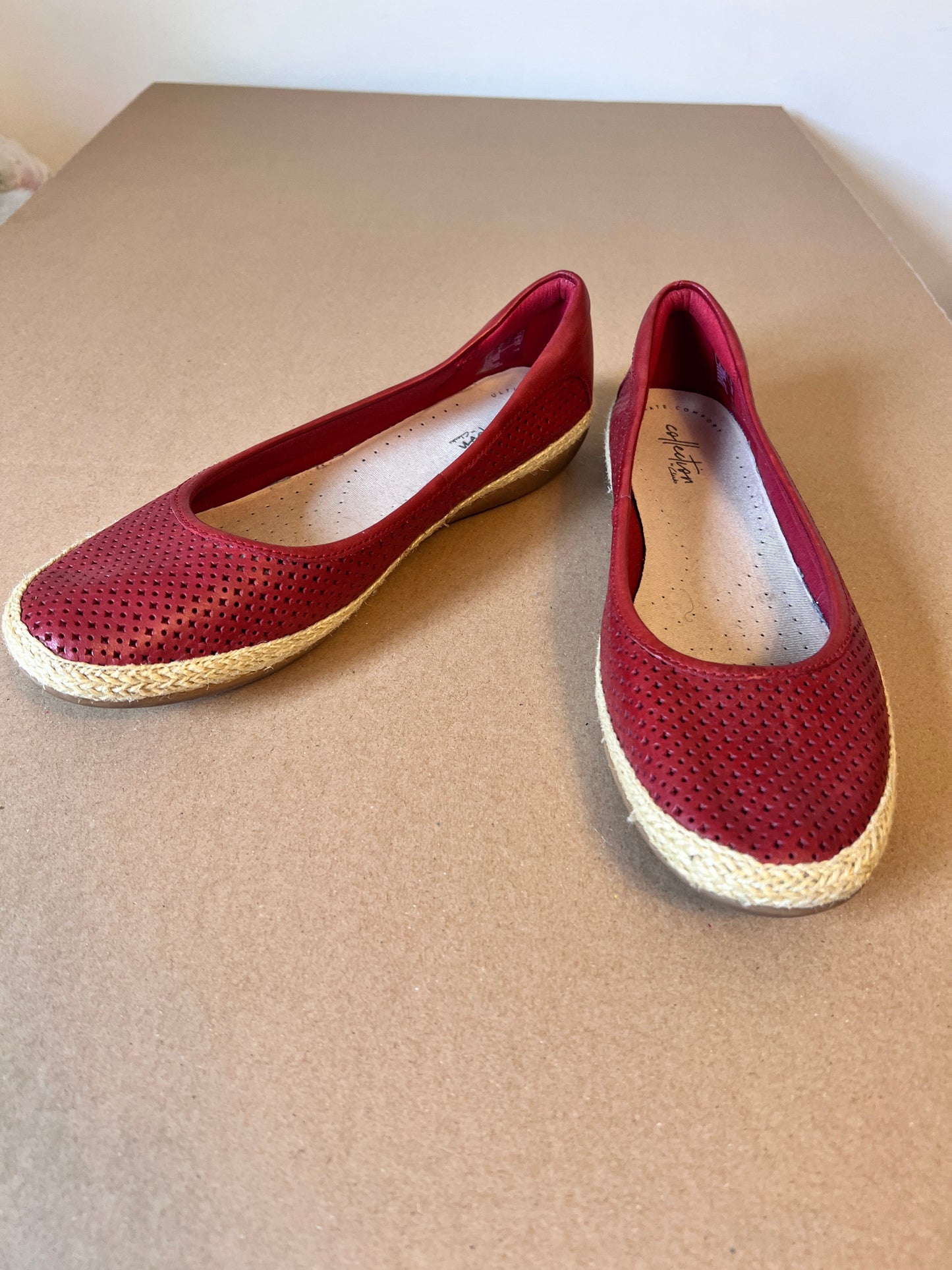 #176 - Clarks women’s red leather espadrilles | 9.5M