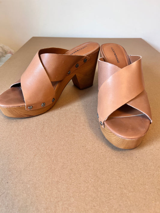 #176 - Lucky Brand women’s clog platform leather sandals | 9.5M