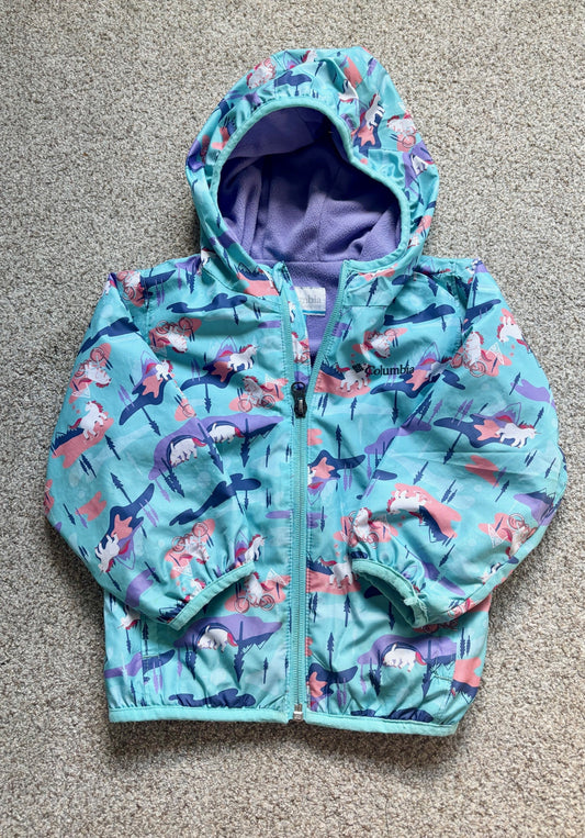 #43 Columbia Fleece Lined Rain Jacket Girls 2T VGUC