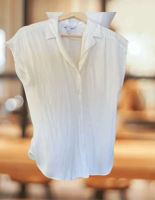 #59 Nine West Womens S Short Sleeve Silky Blouse