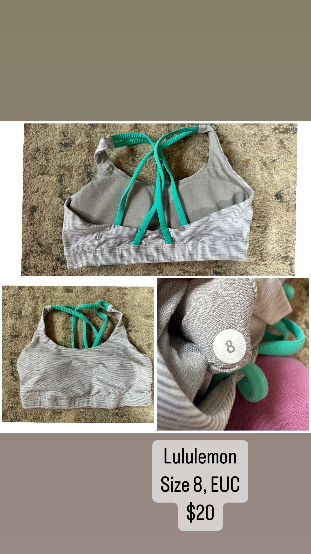 PPU Oakley Women’s Lululemon Bra, size 8