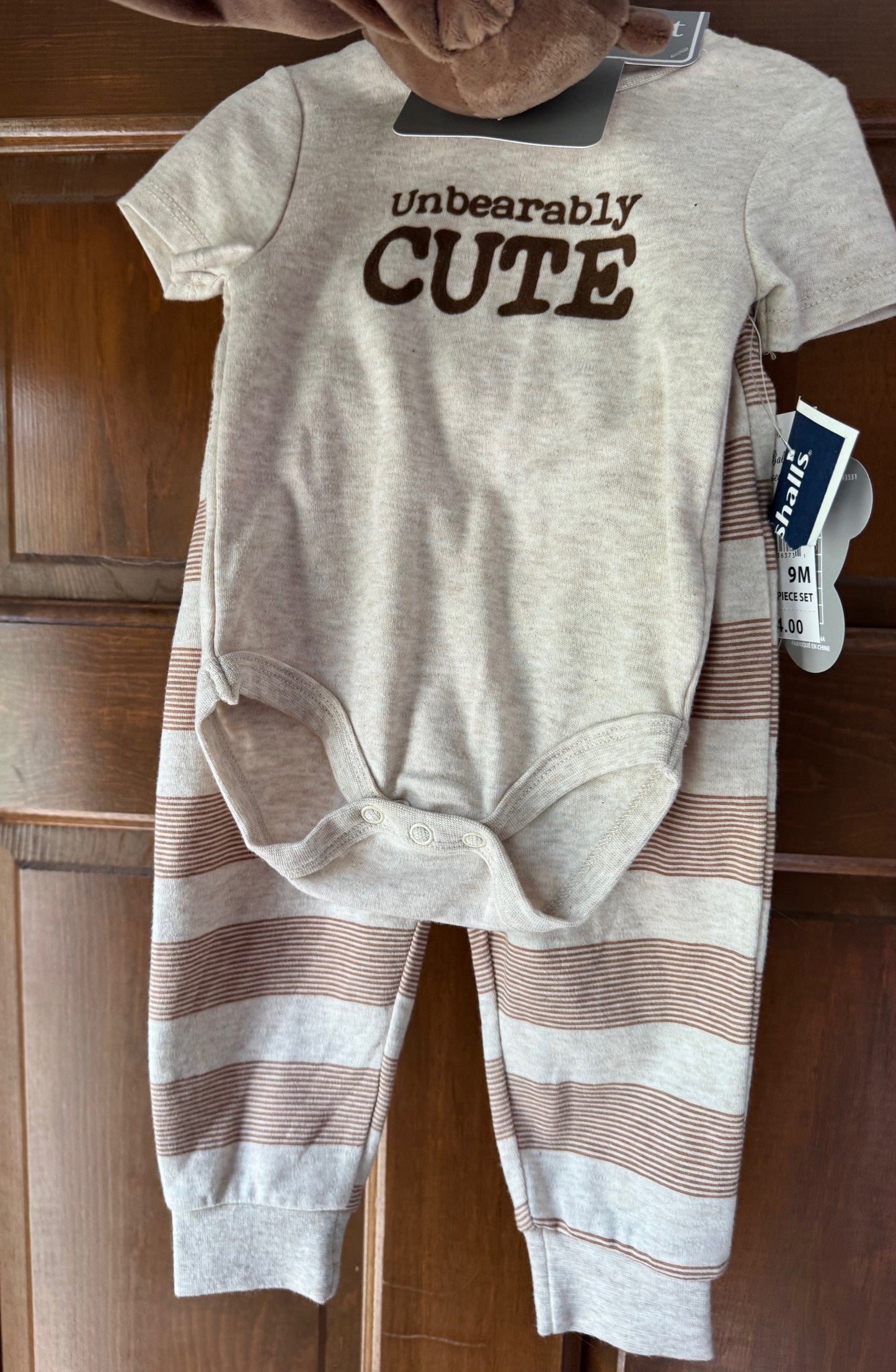 Seller 126 - Baby Essentials 9 Month Boy Bear Outfit with Lovey - REDUCED