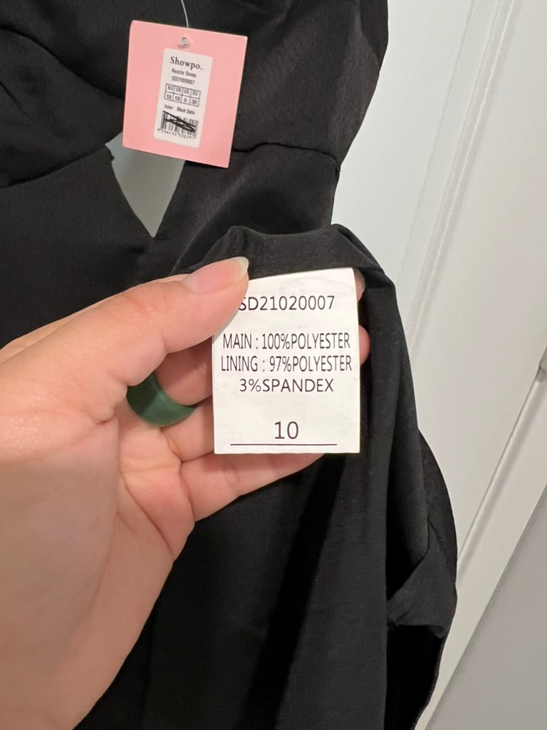 Seller #76 - Showpo Kenzin Dress NWT - Black - US 6 AU/UK 10 EU 38