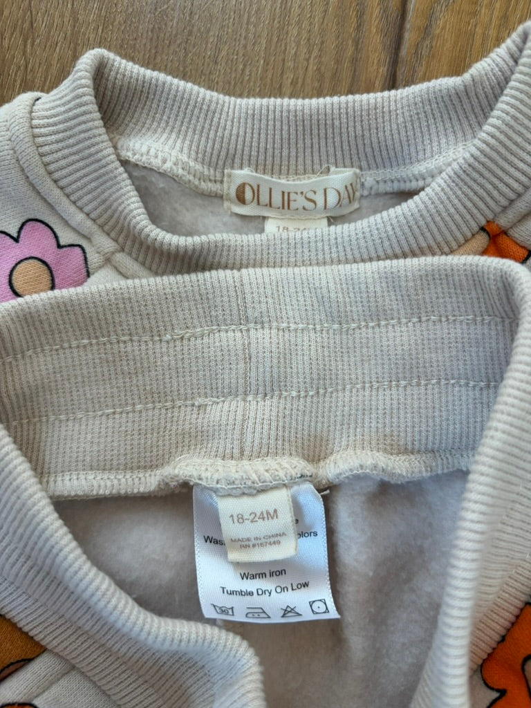 #6 - Ollie's Day Girls Sweatsuit outfit, floral, 18-24 months