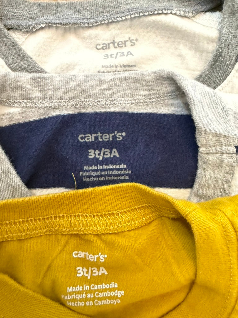 #6 - Carters Boys Long Sleeved Shirts (bundle of 3) - 3T