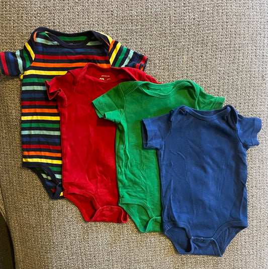 Primary 6-9 month short sleeve color onesie bundle