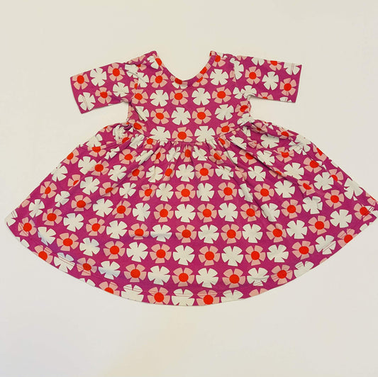#54 - Girls 2T Hanna Andersson Purple/Pink Flowers Dress