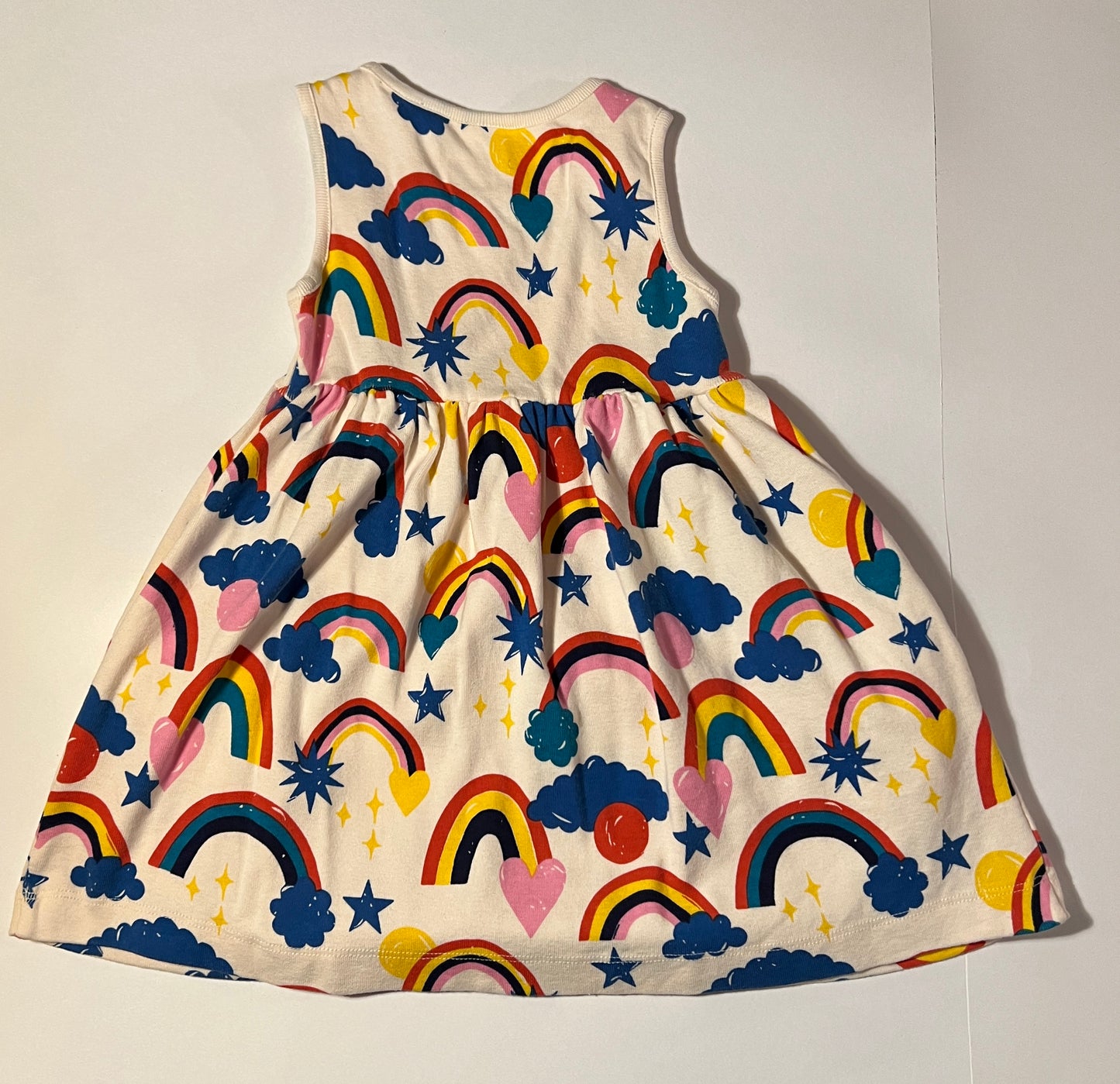 Girls 90 (3T) Hanna Tank Dress with Rainbows and clouds with Pockets