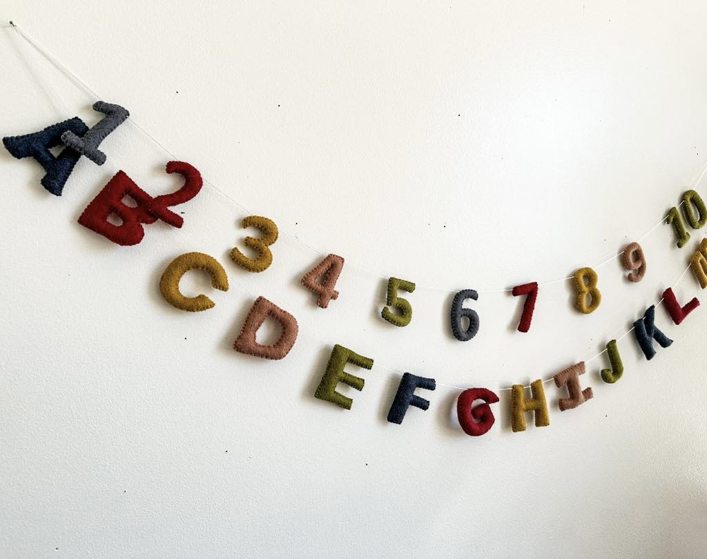 #222 Handmade Felt 123s and ABCs Garlands (Retailed for $65 from Etsy!)
