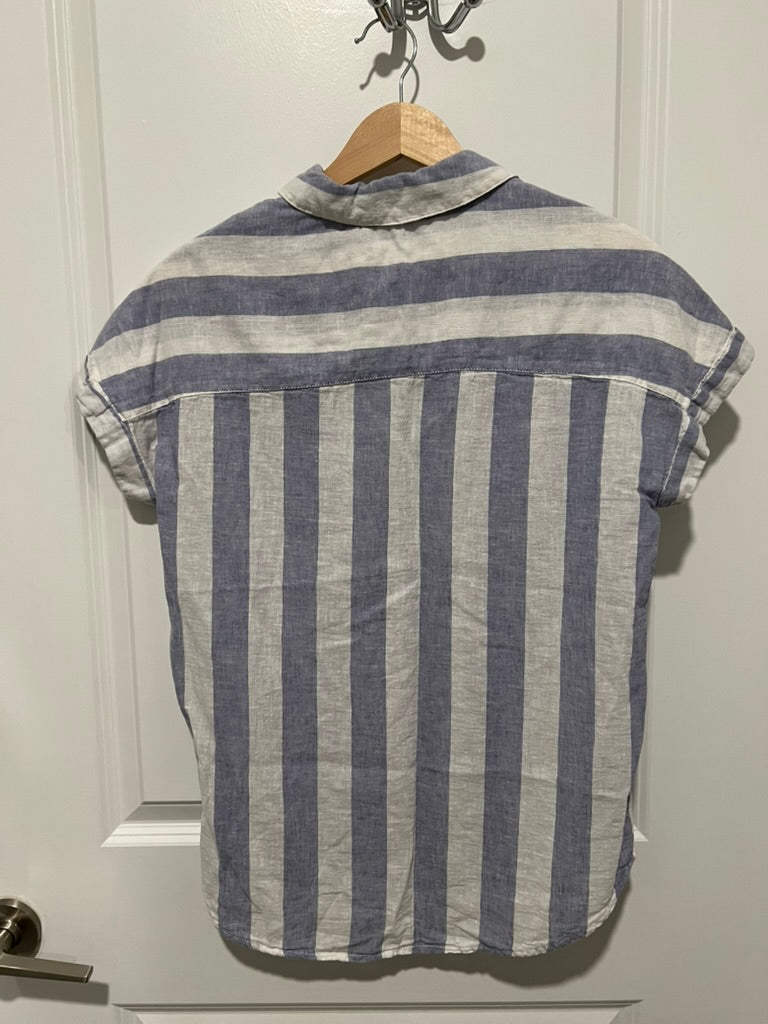 Seller #76 **REDUCED** - BeachLunchLounge Size Small Women Button Down Shirt Striped Linen Cotton Blend