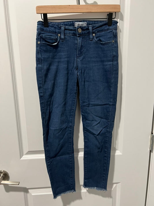 Seller #76 - PAIGE Jeans Women's Size 27 Verdugo Crop Dark Blue Distressed Denim