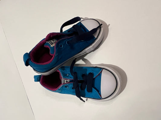 Girls Shoe 8 Bright Blue and Purple Converse