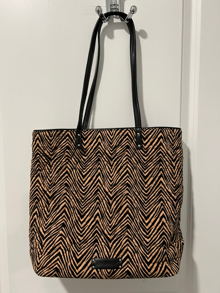 Seller #76 - Vera Bradley Zebra Print Tote Bag Quilted Fabric Shoulder Handbag Stylish