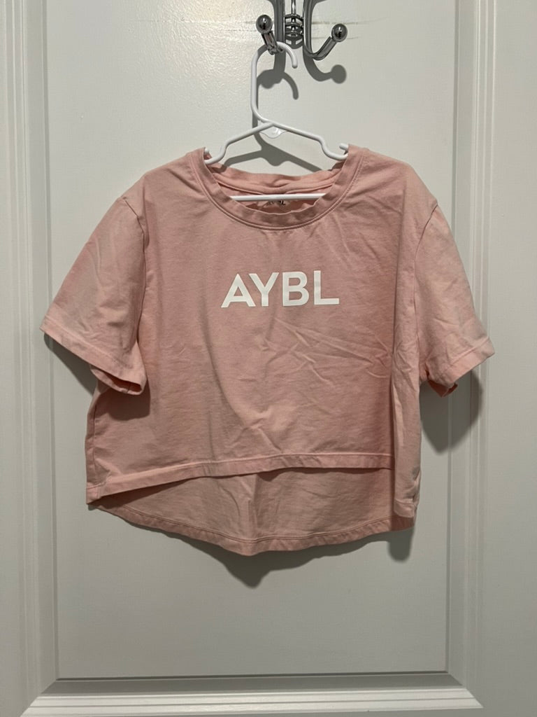 Seller #76 - AYBL Cropped Short Sleeve Shirt Pastel Pink Size Medium Women's Athletic Gym