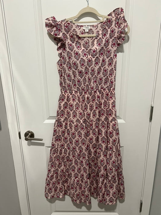 Seller #76 - J. Crew Ruffle-Sleeve Cotton Midi Dress Pink Floral Print Women's Size 2