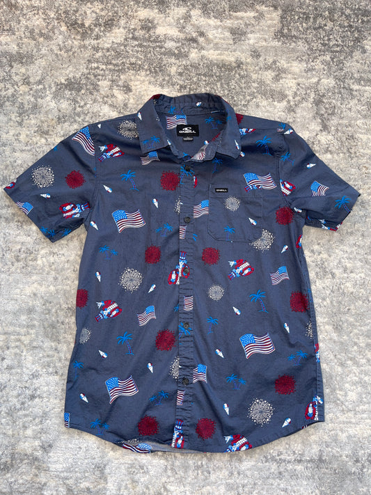 O’Neill Boys Patriotic Print Button-Down Shirt size L (12-14) - PPU Montgomery