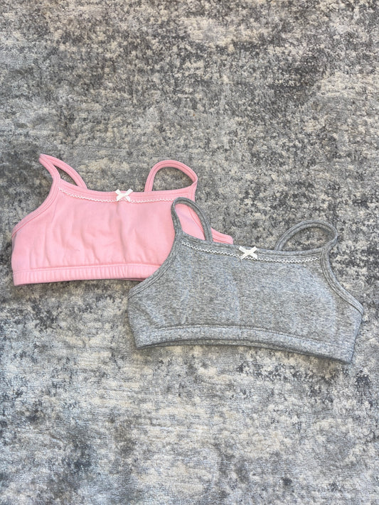 Hanna Andersson Girl’s 2-pack Gray and Pink Bras size 140/150 L- PPU Montgomery