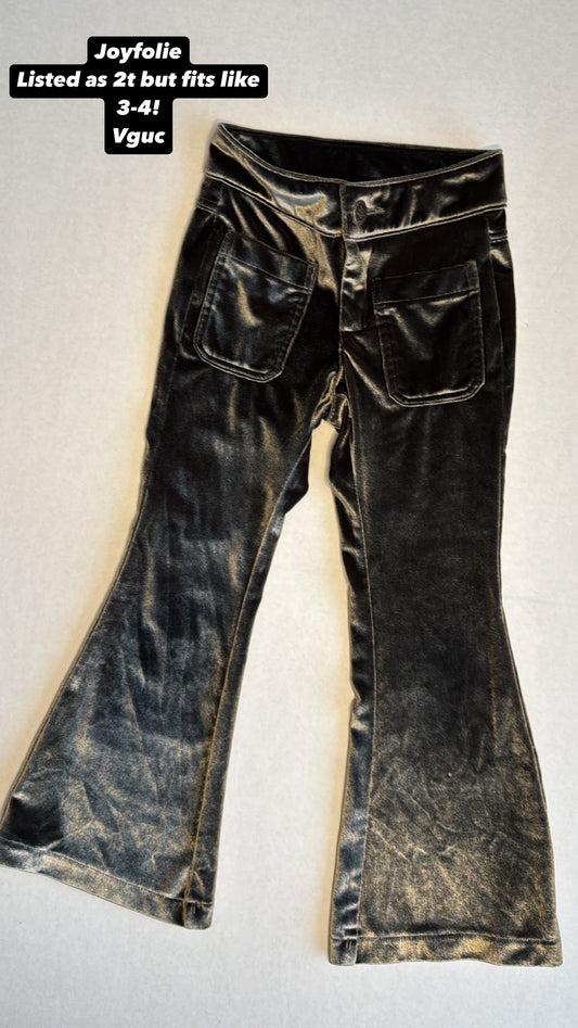 #44 Joyfolie Velour bell bottoms fit like 3/4 REDUCED