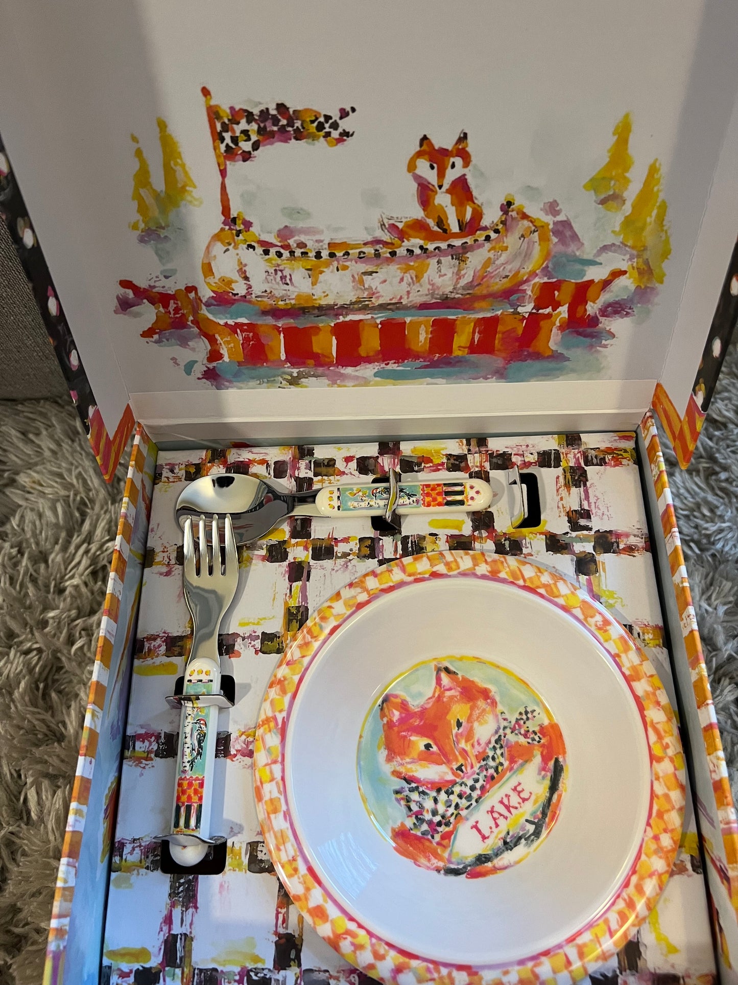 New in Box Mackenzie-Childs Fox Toddler's Dinnerware Set PPU 45208 or Spring Sale