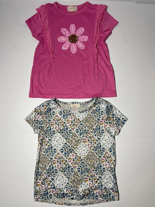 #150 REDUCED girls 6/6x btween soft shirts blue flower pink flower
