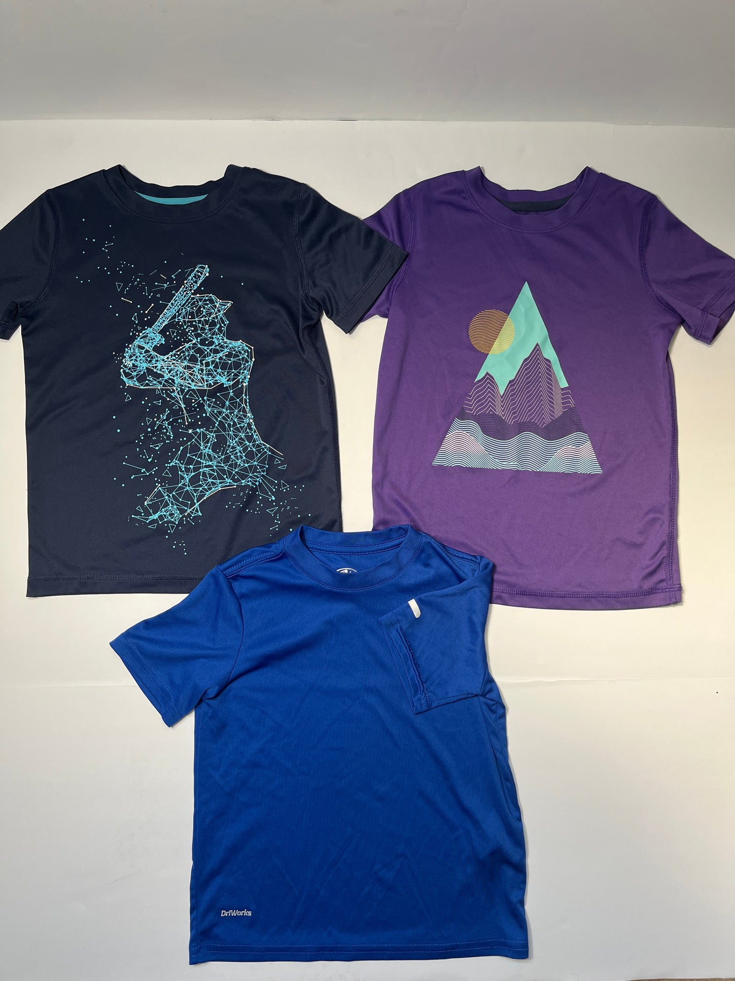 #150 REDUCED boys 4/5 drifit shirt lot purple blue navy all in motion athletic works