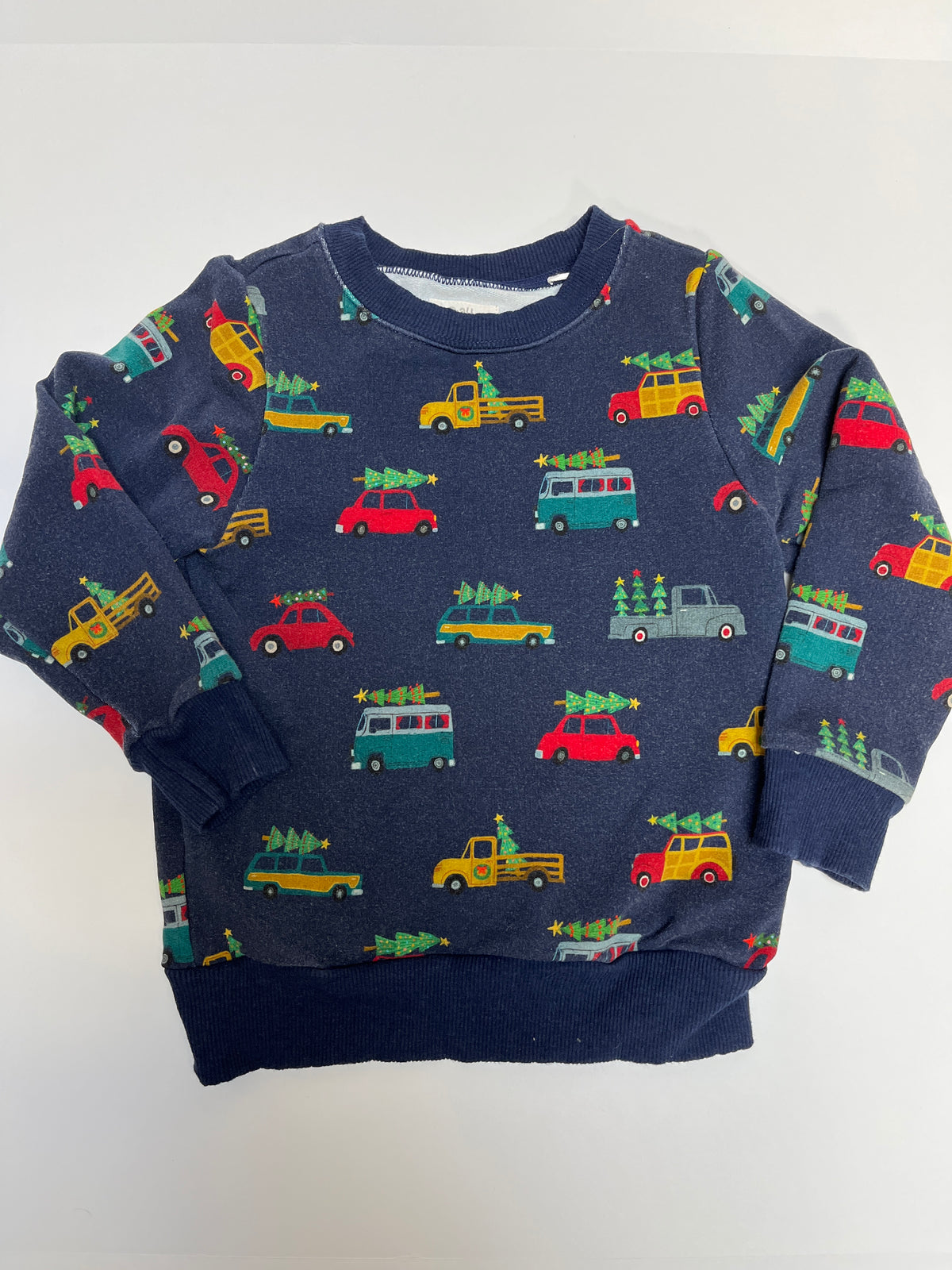 #150 boys 4t Little Sleepies navy tree truck sweatshirt