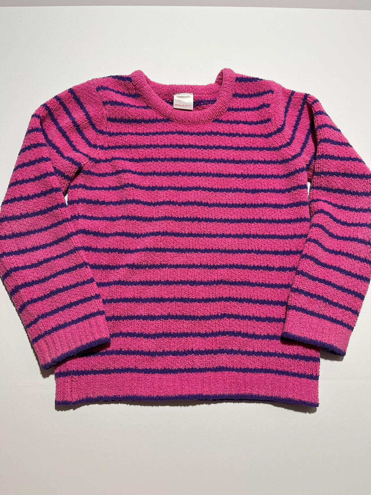 #150 girls 8 (130) Hanna andersson pink stripe sweater